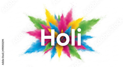 Vibrant holi festival colors explode in white background