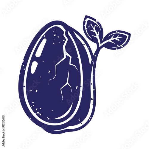 Grunge texture Vintagestyle illustration of a cut open avocado with leaf on white background  healthy food and nutrition concept Vintage Style