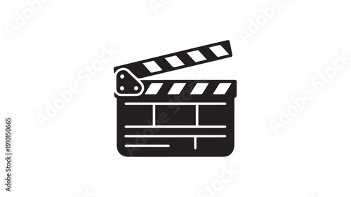 Film clapboard in simple flat design with monochrome color scheme on white background for film production