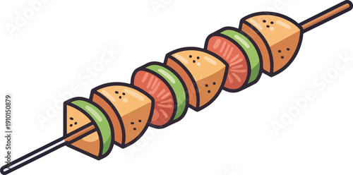 Healthy Chicken Skewer Vector Graphic, Grilled Meal Icon
