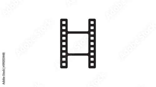 Film Strip Icon in Simple Flat Design with Black Color on White Background for Graphic Design