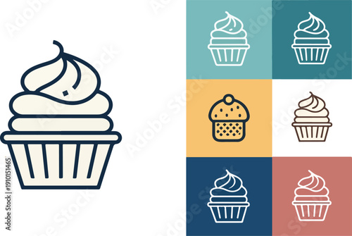 Fun Cupcake Vector Design, Delicious Dessert with Sprinkles Icon