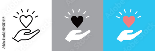 手とハートのアイコンパターン
