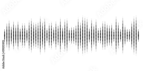 Abstract soundwave design composed of black dots arranged in a radial pattern. features a stylized soundwave, perfect for audio, music, or technology-themed projects. eps10