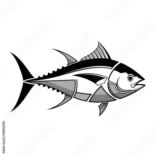 Stylized Tuna Fish Illustration, Vector Art, Seafood, Marine Life