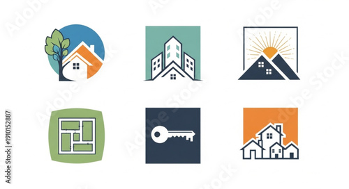 Wallpaper Mural Collection of real estate and property related icons and logos. Torontodigital.ca