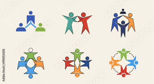 Diverse Group of People Icons Representing Community and Unity.