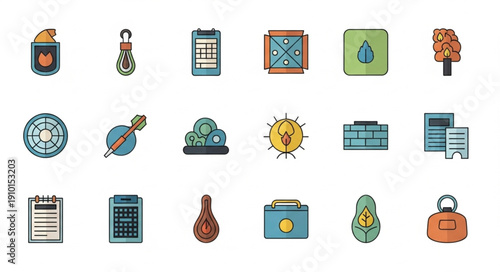 Wallpaper Mural Collection of various flat design icons representing different objects and concepts. Torontodigital.ca