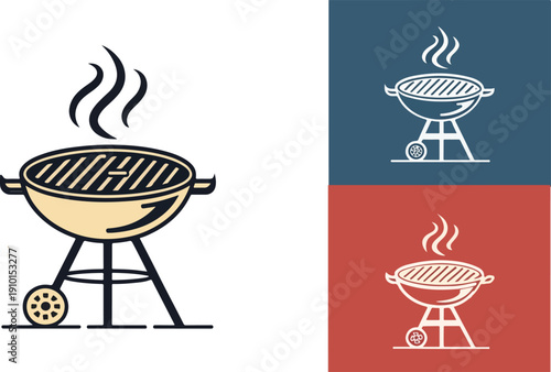 Modern grill graphic, vector art for gourmet cooking and outdoor entertaining themes