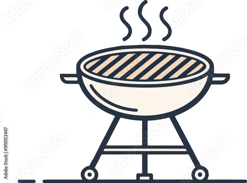 Grill icon with flames, vector art for spicy food and summer grilling promotions