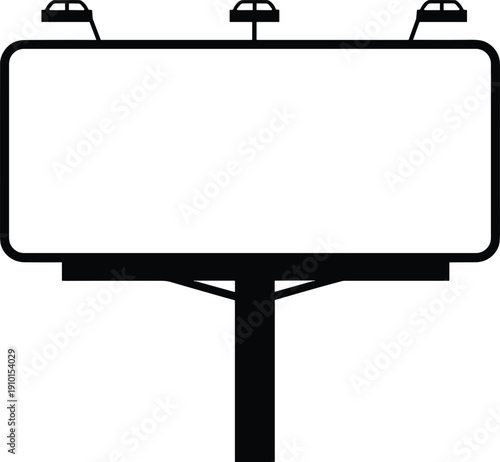 Blank roadside billboard with car silhouettes on top, black vector illustration isolated on white background, advertising mockup template for outdoor marketing design