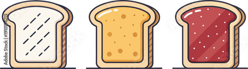 Golden Brown Toast Vector Icon Set