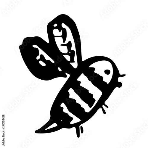 Hand drawn happy funny cute honey bee clipart Adorable flying striped insect friendly kawaii bumble bee For kids print, web, design, decor, logo