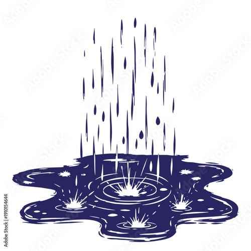 Grunge texture Dark blue liquid splashing and dropping on a surface with ripples and sparks flying everywhere  creating a dynamic effect Vintage Style