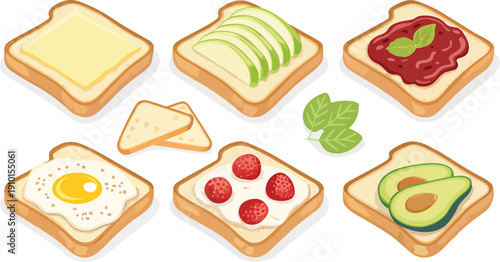 Tasty Toast Varieties Vector Art