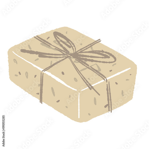 Organic Beige Soap Bar with String Bow