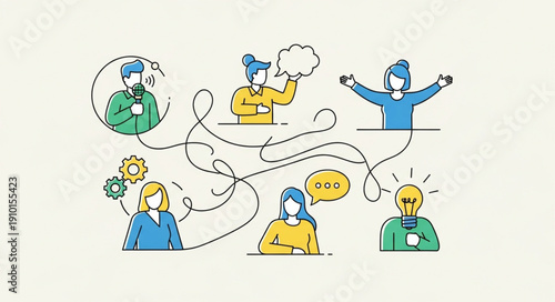 Diverse group of people communicating and sharing ideas visually.