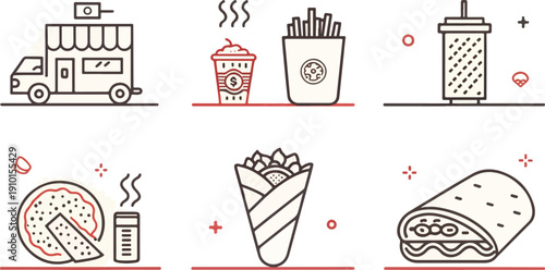 Shawarma flat vector illustration set for restaurant menu and food branding