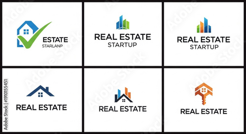 Collection of Real Estate Logos with Houses and Buildings.