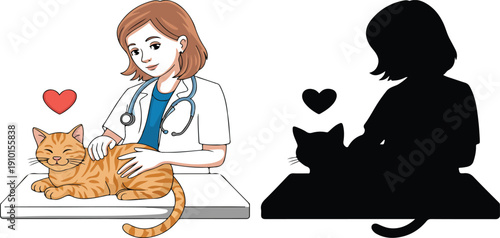Veterinarian Caring for a Cat – Daytime Veterinary Clinic Scene