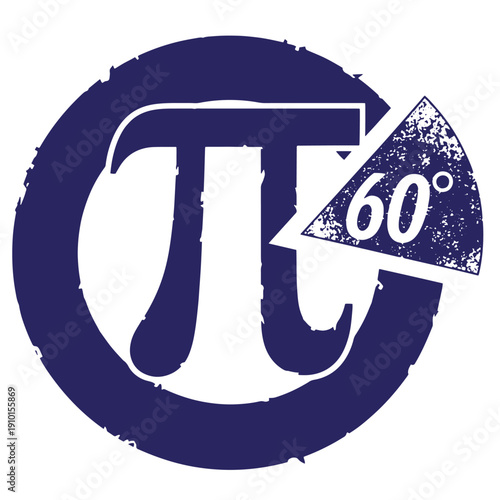 Grunge texture Grungy blue mathematical symbol pi with sixty degree angle mark Vintage Style