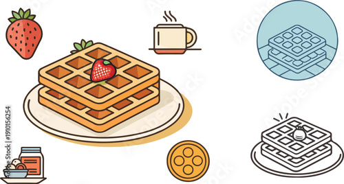 Simple waffle vector illustration for breakfast menus and food promotion