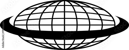 Y2k Groovy Brutalism Edgy Sphere Mesh, Globe Wireframe Element