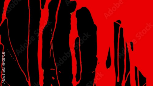 intense Red Liquid Dripping Down Screen Transition Reveal on Black Background