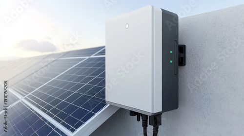 Solar panel solar inverter renewable energy green power clean electricity rooftop system wall mounted outdoor equipment technology efficiency
