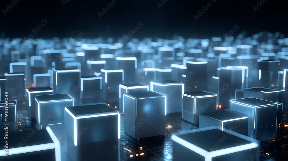 Obraz premium A decentralized AI-integrated blockchain network.