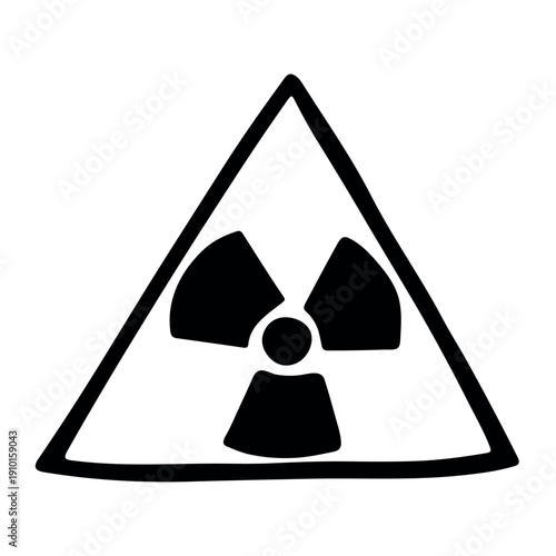 Hand drawn radiation sign Nuclear radiation hazard symbol Radioactive danger warning sign clipart in doodle style Nuclear safety Radioactive waste Single element for print, web, design, decor