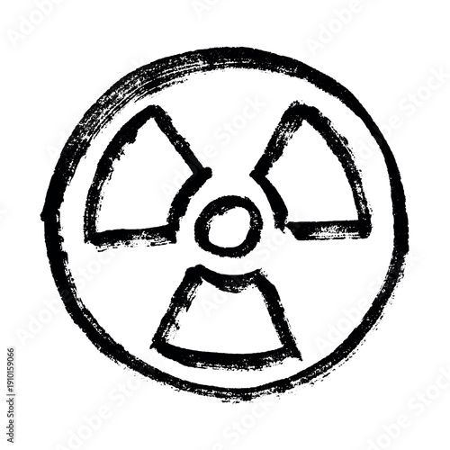 Hand drawn radiation sign Nuclear radiation hazard symbol Radioactive danger warning sign clipart in doodle style Nuclear safety Radioactive waste Single element for print, web, design, decor