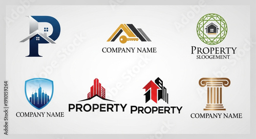 Collection of Real Estate and Property Logos and Icons.