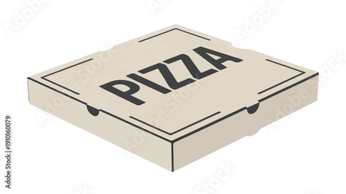 Closed pizza box with PIZA text food packaging takeout delivery