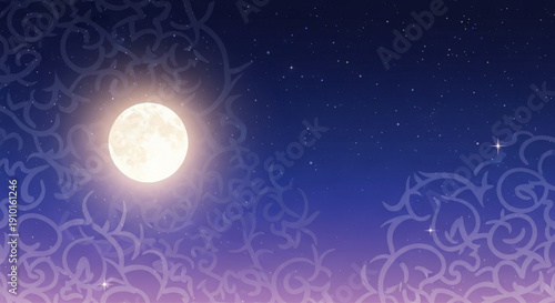 Magical Ramadan full moon night background