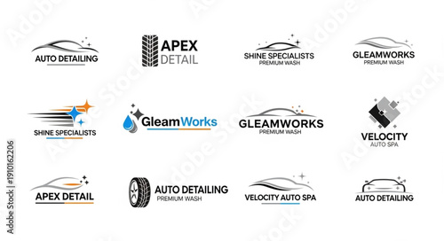 Collection of Automotive Detailing and Car Wash Logos.
