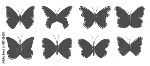 set of icons on theme butterflies 