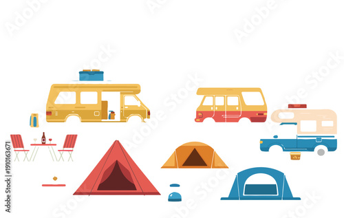 Forest Summer Vacation – Camping and Hiking Adventure Landscape