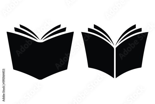 Two Open Black Books Side by Side white