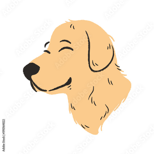 Golden Retriever Dog Head Icon, Friendly Loyal Domestic Pet Silhouette Vector Illustration