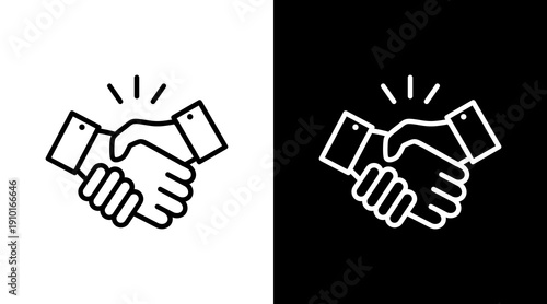 Handshake White Icon Set Design 