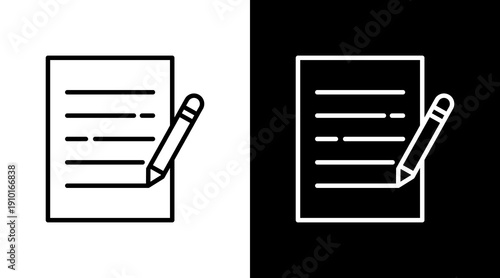 Write White Icon Set Design 