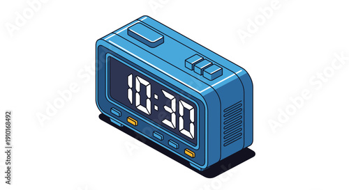 Blue Digital Alarm Clock Displaying Time.