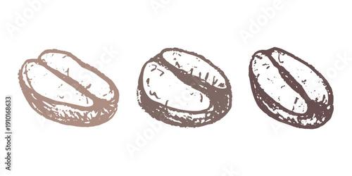 Set of hand drawn fresh roasted coffee bean Arabica robusta seed doodle Single element for design print packaging label decor