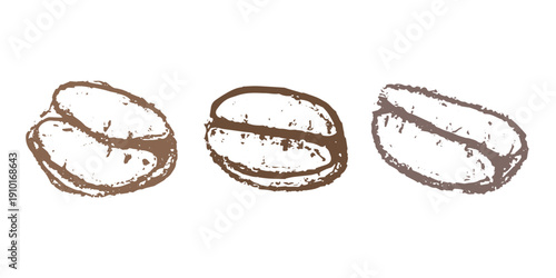 Set of hand drawn fresh roasted coffee bean Arabica robusta seed doodle Single element for design print packaging label decor