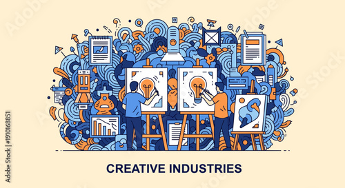 Creative Industries Concept with Artists and Designers.