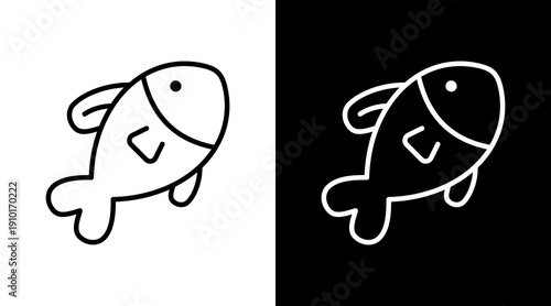 Fish White Icon Set Design 