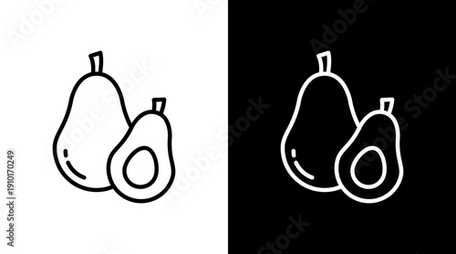 Avocado White Icon Set Design 