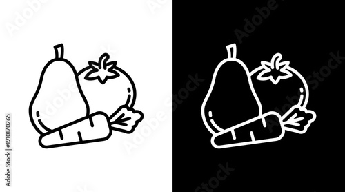 Healthy Food White Icon Set Design 