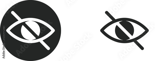 Hidden eye visibility off icon set representing privacy protection, access denied, security control, and user interface symbols for modern apps and digital platforms